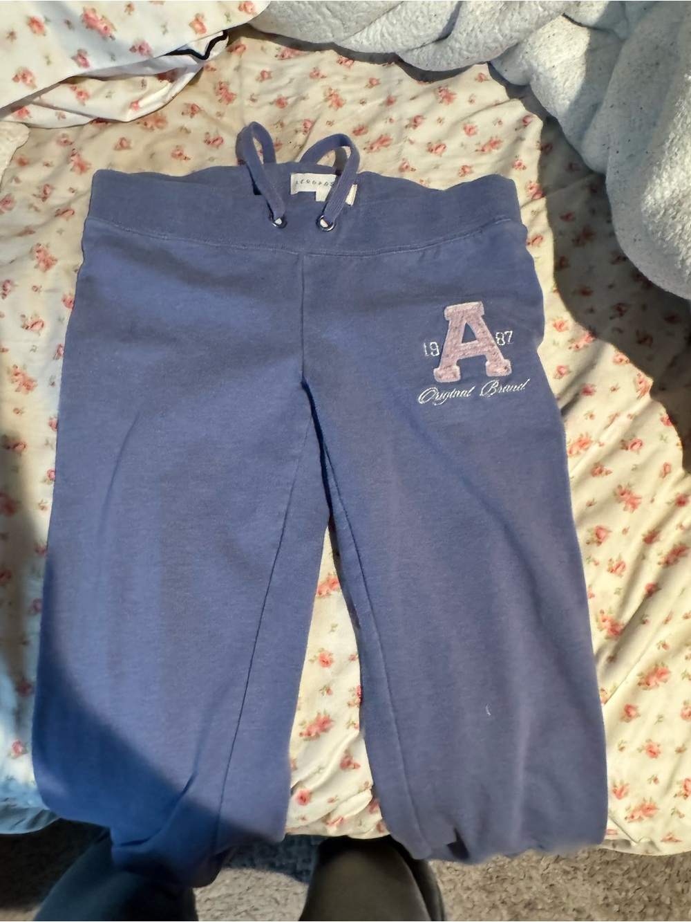 Aeropostale Girls Blue Joggers with Embroidered 'A' Accent